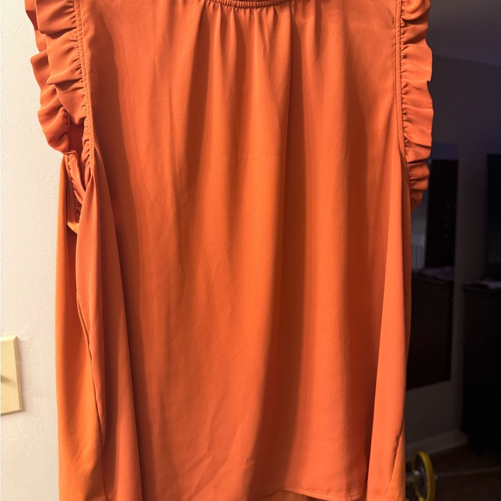 Ann Taylor Sleeveless Ruffled Blouse - Orange